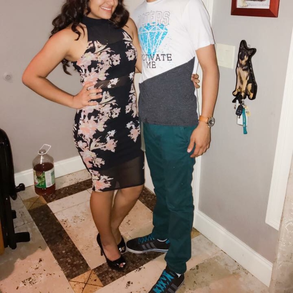 Black dress with flowers